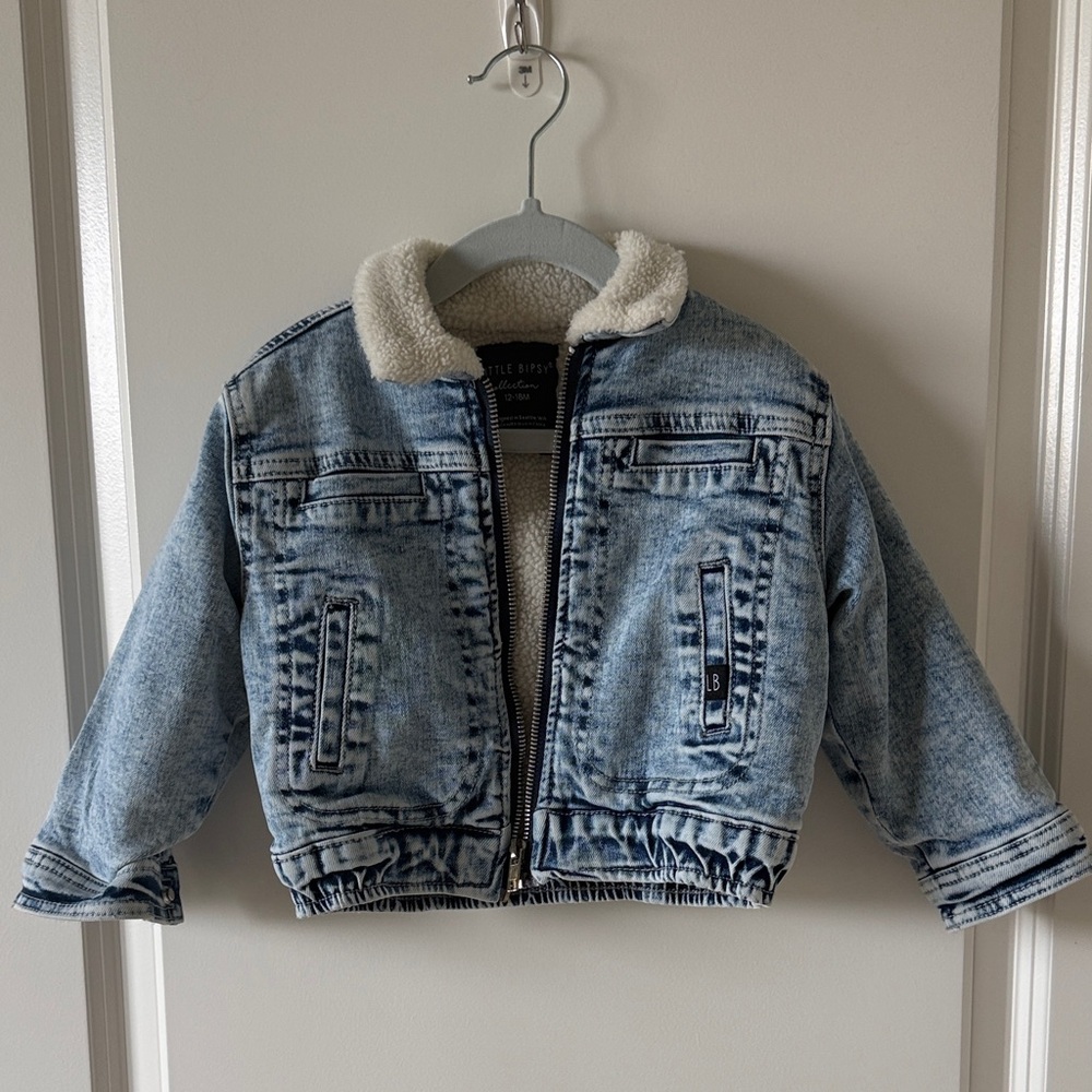 Little Bipsy Blue Jean Jacket with Sherpa Collar